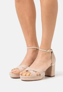 Leather - Sandalias Con Plataforma - Beige