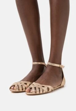 Leather- Bailarinas Peeptoe - Gold